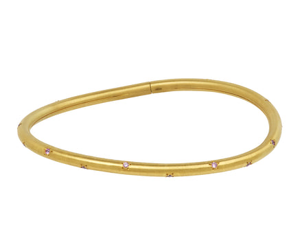 Pink Sapphire Studded Oval Bangle Bracelet