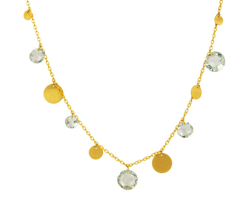 Green Quartz Dangling Sequins Necklace