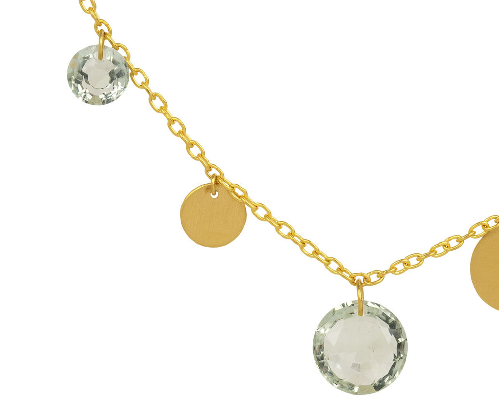 Green Quartz Dangling Sequins Necklace
