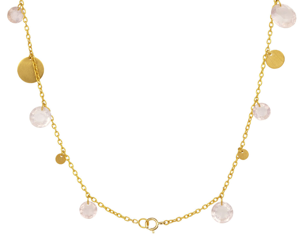 Rose Quartz Dangling Sequins Necklace