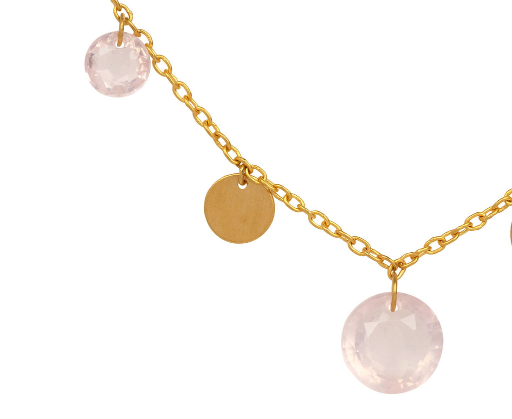 Rose Quartz Dangling Sequins Necklace