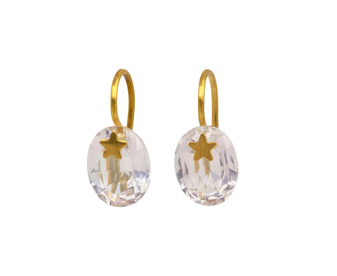 Rose Quartz Precious Star Gem Earrings