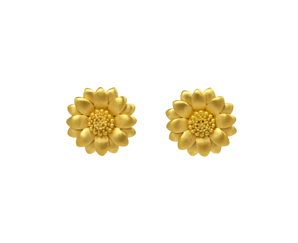 Golden Sunflower Stud Earrings