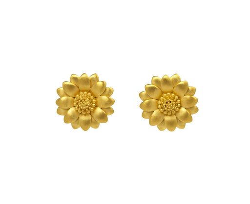 Golden Sunflower Stud Earrings