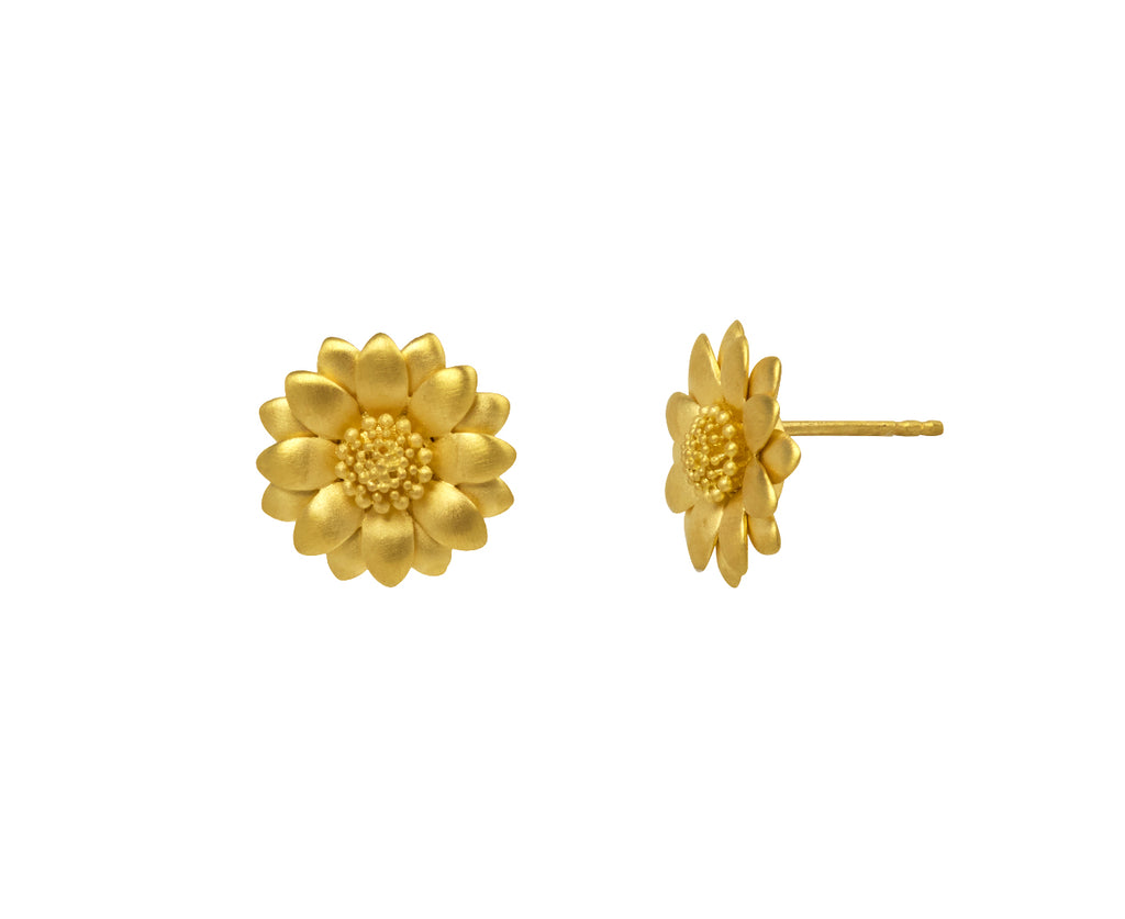 Golden Sunflower Stud Earrings