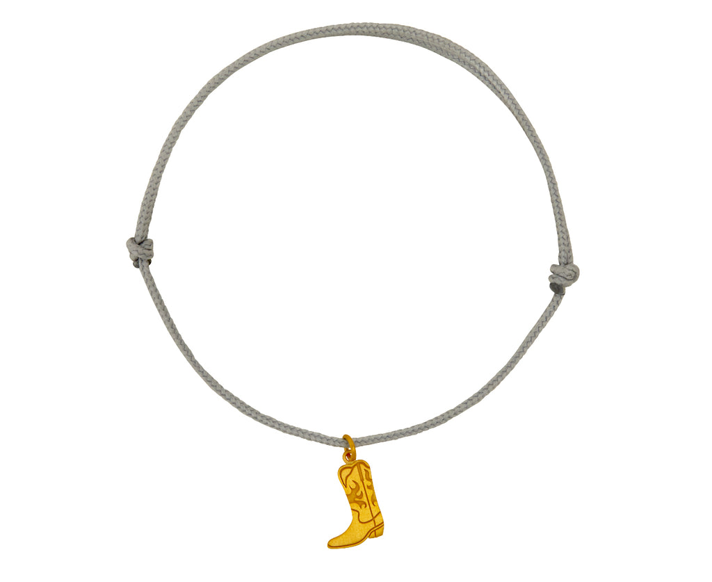 Gray Nylon Cowboy Boot Charm Bracelet