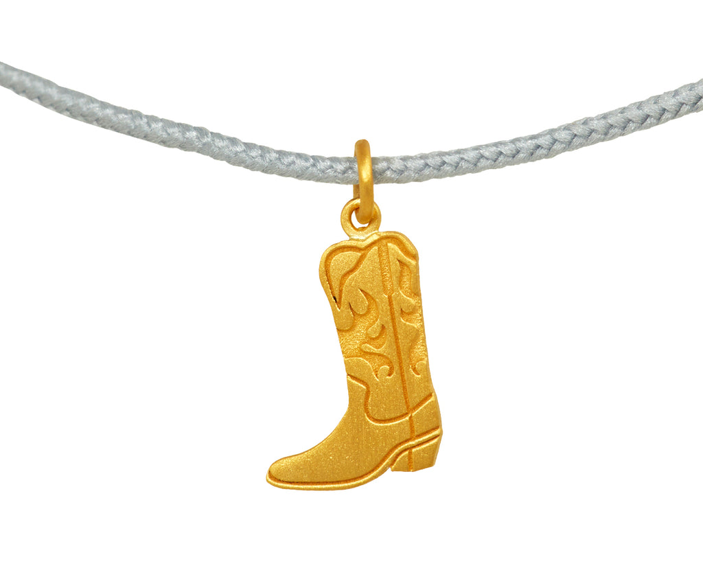 Gray Nylon Cowboy Boot Charm Bracelet