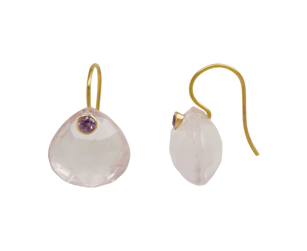 Rose Quartz and Pink Sapphire Gem Briolette Earrings