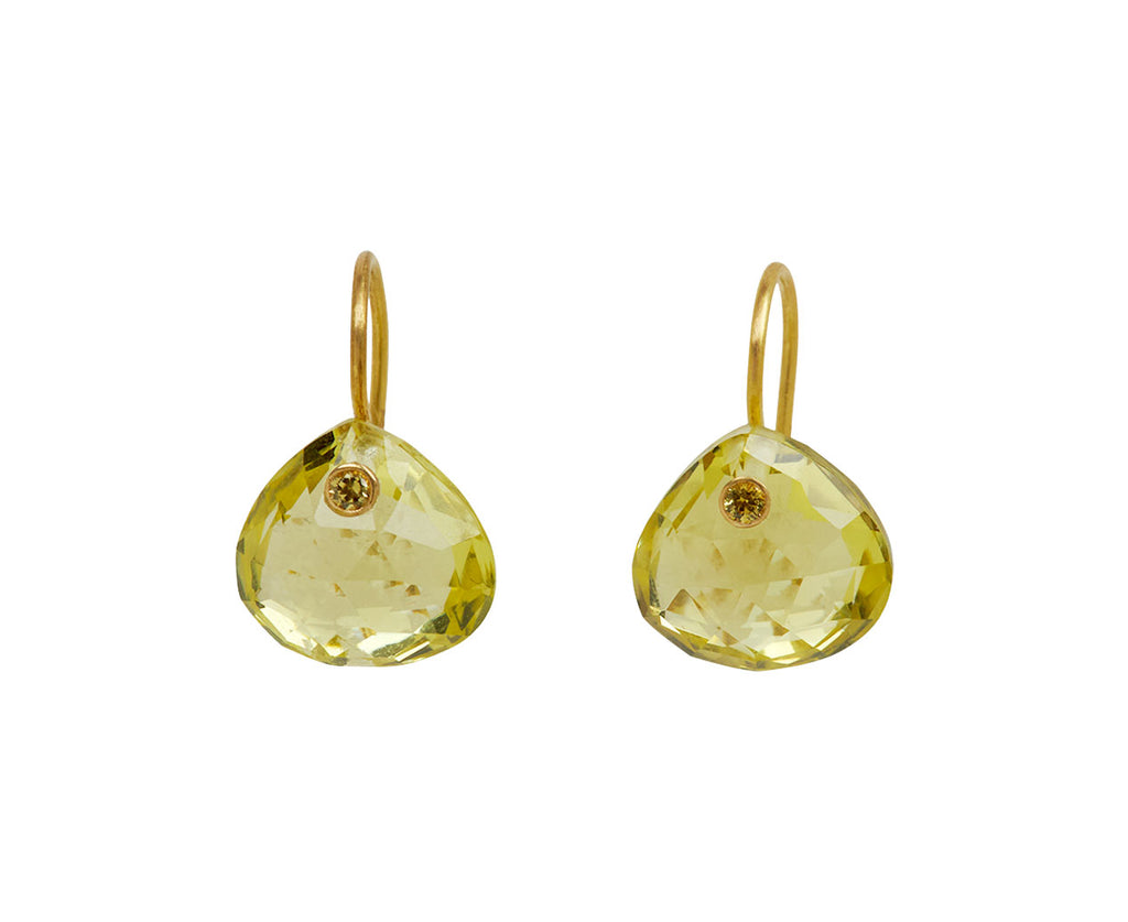 Lemon Quartz and Yellow Sapphire Gem Briolette Earrings