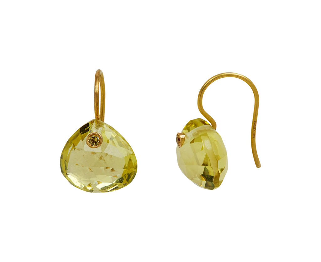 Lemon Quartz and Yellow Sapphire Gem Briolette Earrings