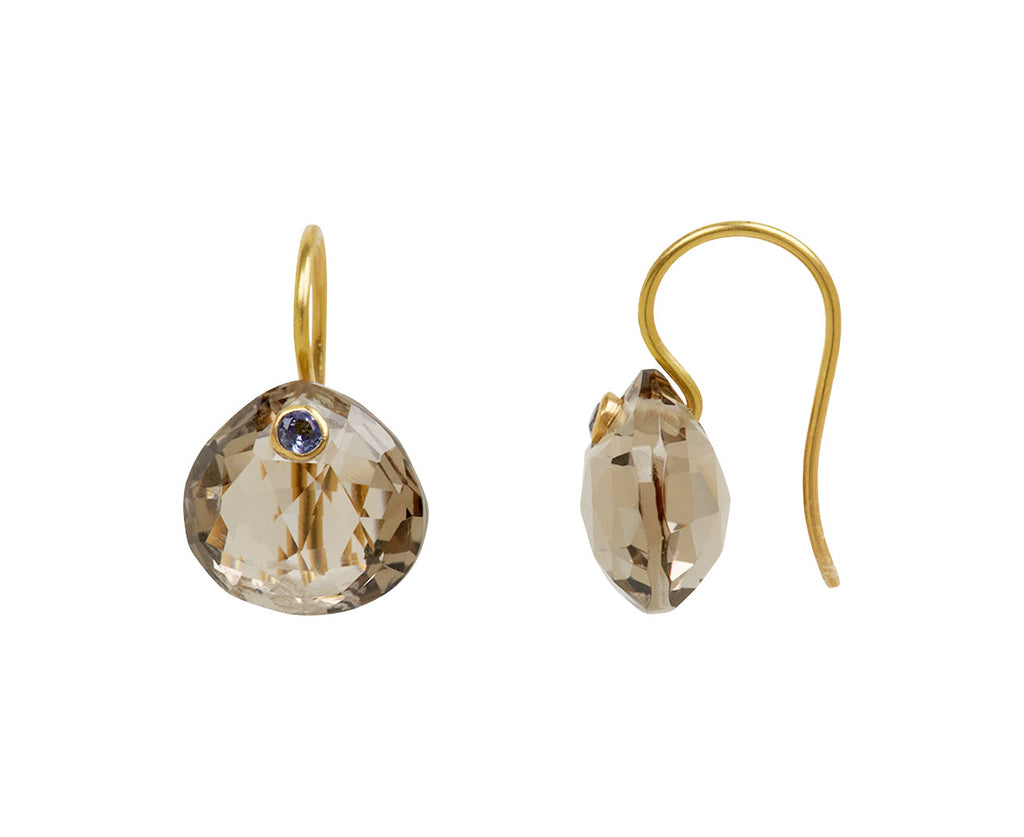 Smoky Quartz and Tanzanite Gem Briolette Earrings