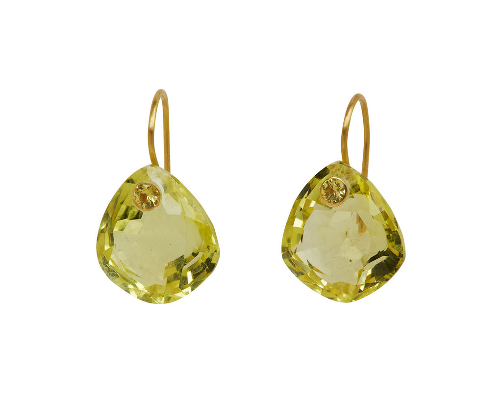 Irregular Gem Lemon Quartz and Yellow Sapphire Earrings
