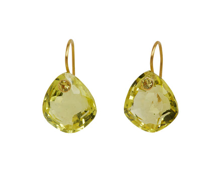Irregular Gem Lemon Quartz and Yellow Sapphire Earrings