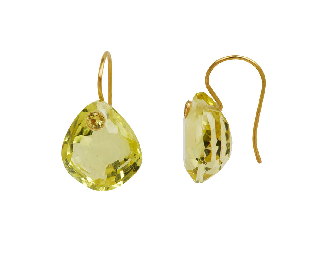 Irregular Gem Lemon Quartz and Yellow Sapphire Earrings