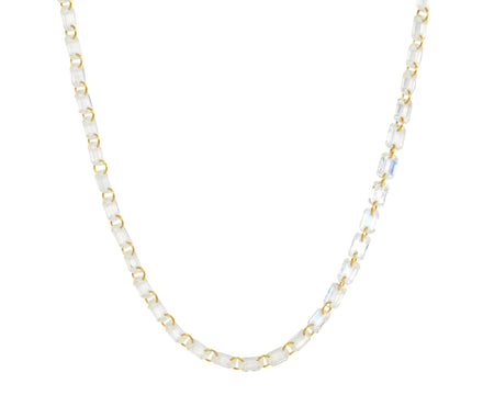 Rainbow Moonstone Emerald Cut Lady Like Necklace