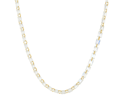Rainbow Moonstone Emerald Cut Lady Like Necklace