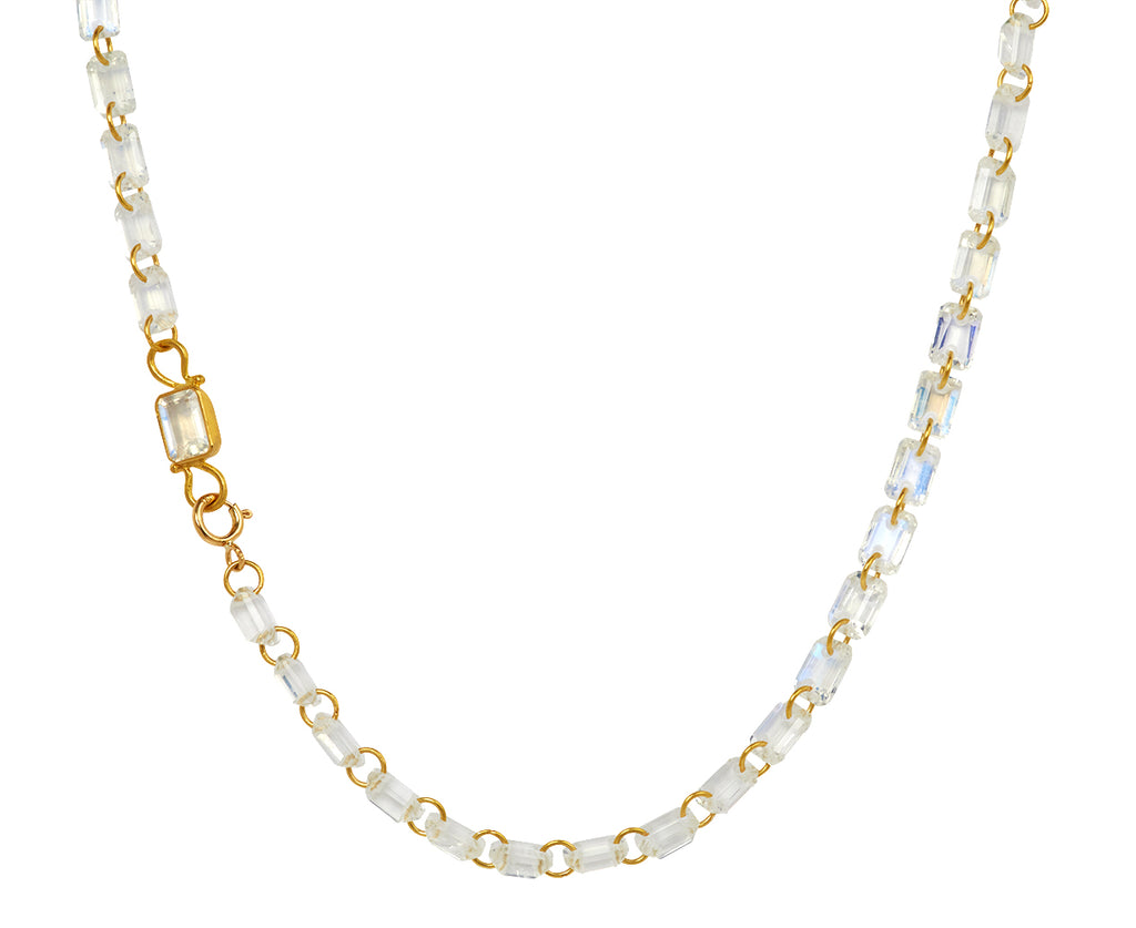 Rainbow Moonstone Emerald Cut Lady Like Necklace