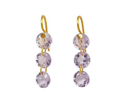 Three Stone Amethyst Rivieres Earrings