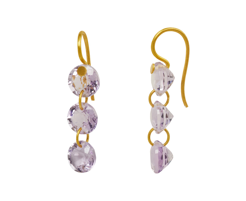 Three Stone Amethyst Rivieres Earrings