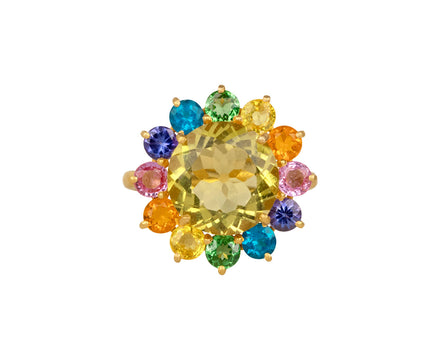Marie-Hélène de Taillac Lemon Quartz Rainbow Hortensia Ring