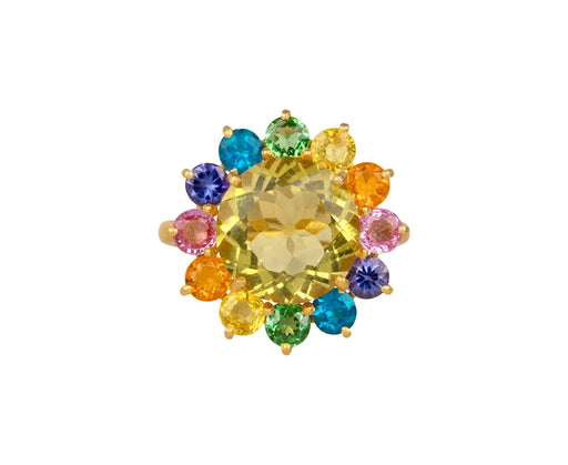 Marie-Hélène de Taillac Lemon Quartz Rainbow Hortensia Ring