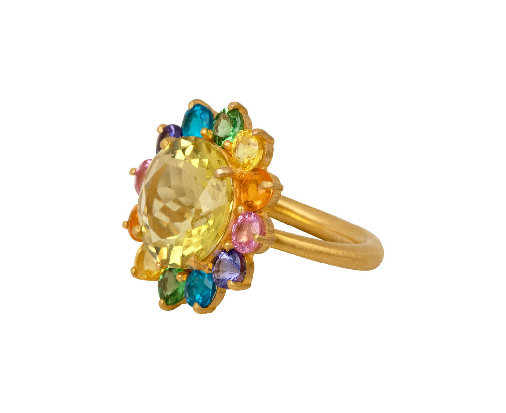 Marie-Hélène de Taillac Lemon Quartz Rainbow Hortensia Ring Side