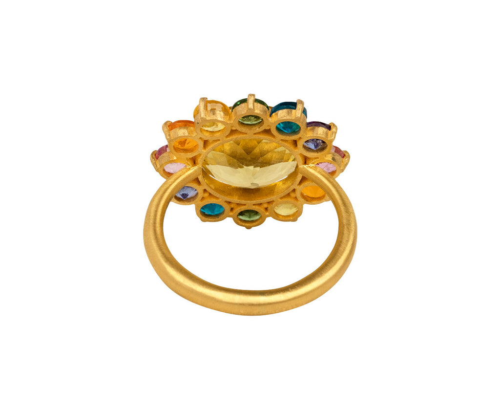 Lemon Quartz Rainbow Hortensia Ring