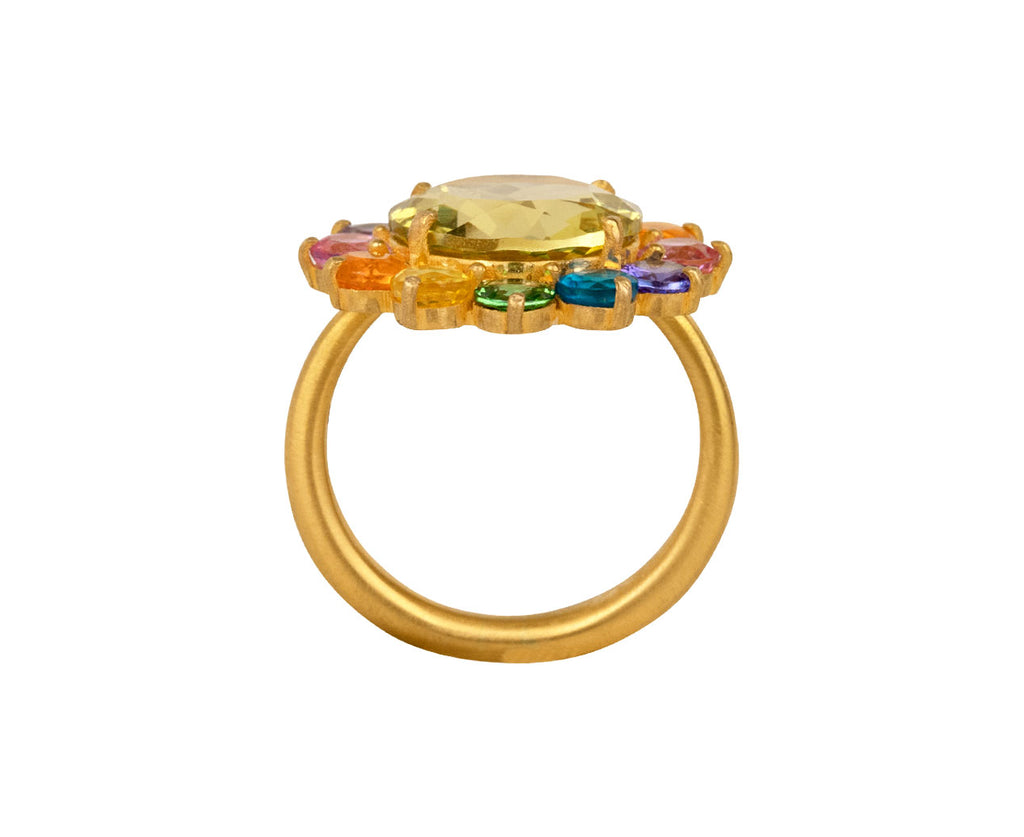 Lemon Quartz Rainbow Hortensia Ring