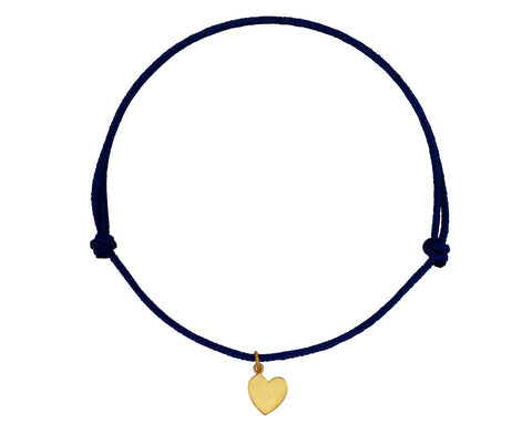 Blue Cord Heart Charm Bracelet