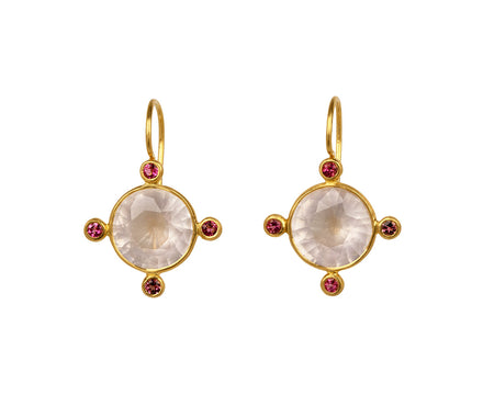 Rose Quartz and Pink Sapphire Small Constantinople Earrings