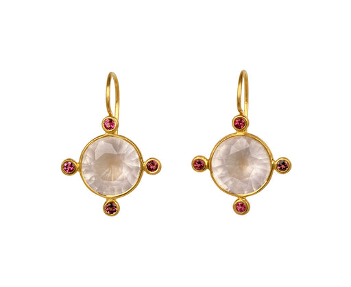 Rose Quartz and Pink Sapphire Small Constantinople Earrings
