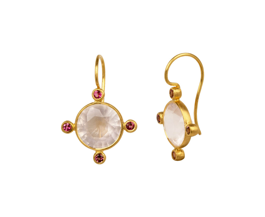 Rose Quartz and Pink Sapphire Small Constantinople Earrings
