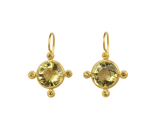 Lemon Quartz and Yellow Sapphire Small Constantinople Earrings