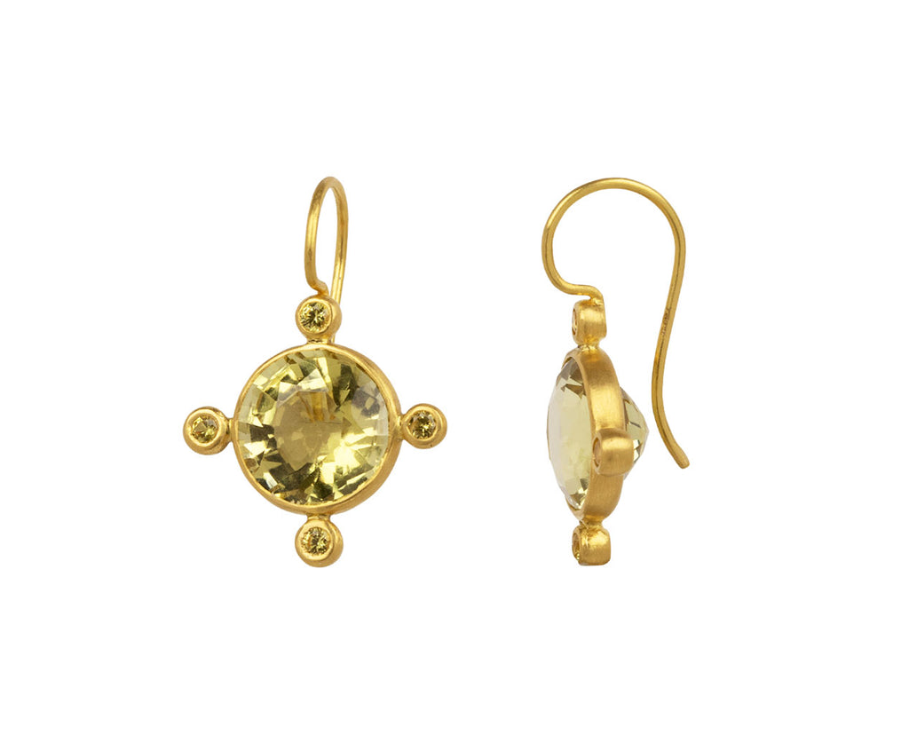 Lemon Quartz and Yellow Sapphire Small Constantinople Earrings