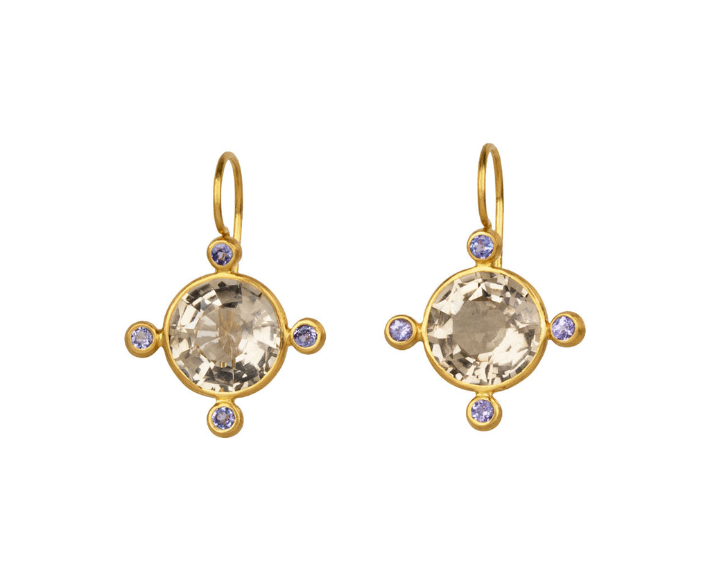 Smoky Quartz and Tanzanite Small Constantinople Earrings