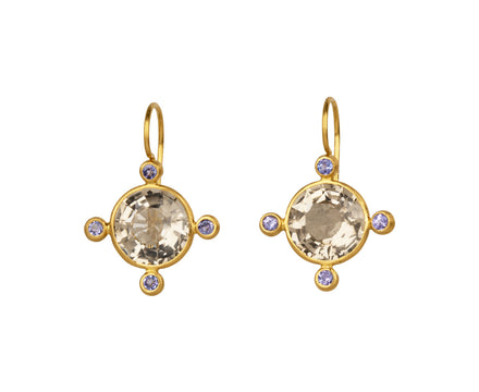 Smoky Quartz and Tanzanite Small Constantinople Earrings
