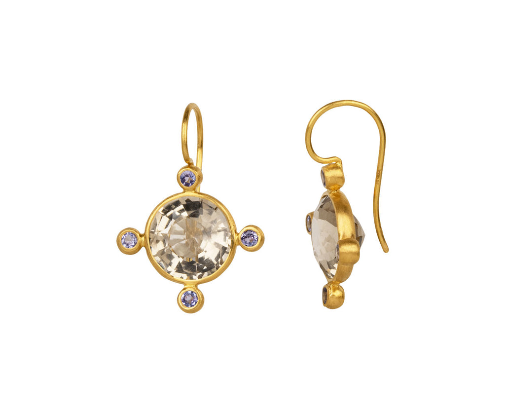 Smoky Quartz and Tanzanite Small Constantinople Earrings