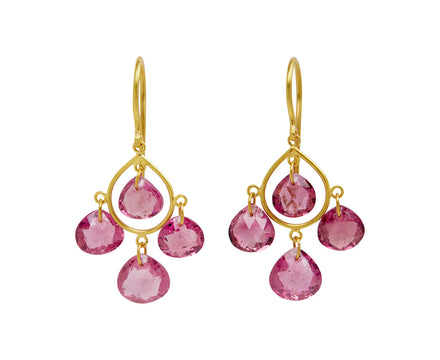 Small Pink Tourmaline Candeliere Earrings