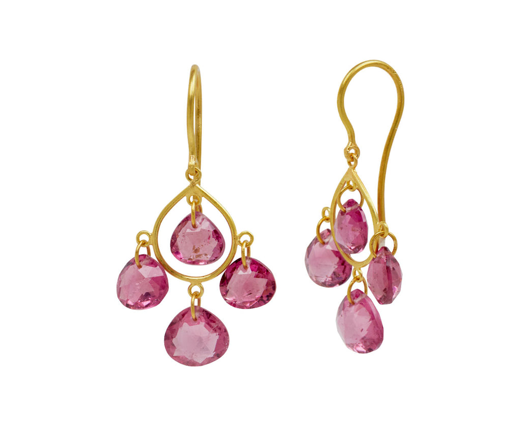 Small Pink Tourmaline Candeliere Earrings