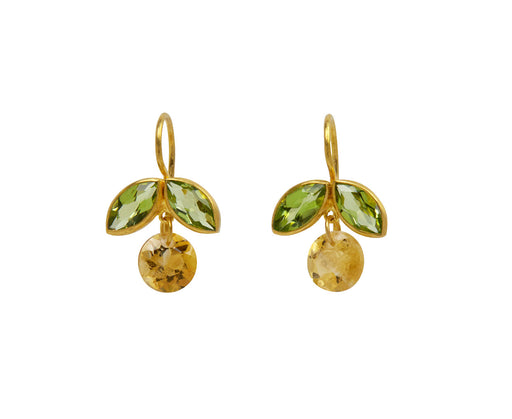 Peridot and Citrine Apple Earrings