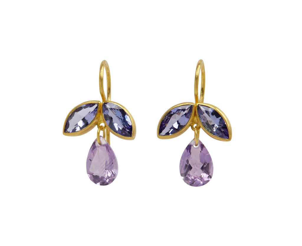 Tanzanite and Amethyst Pear Earrings