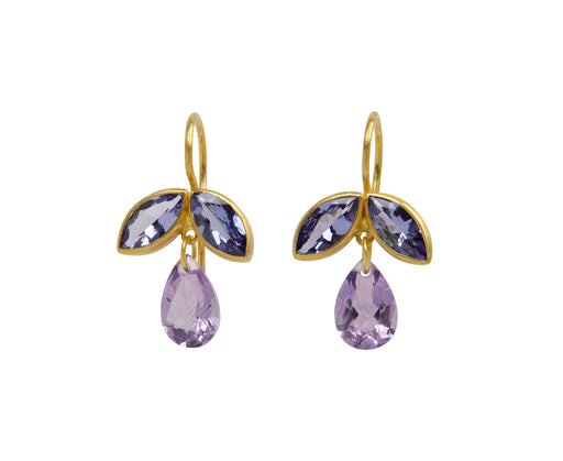 Tanzanite and Amethyst Pear Earrings