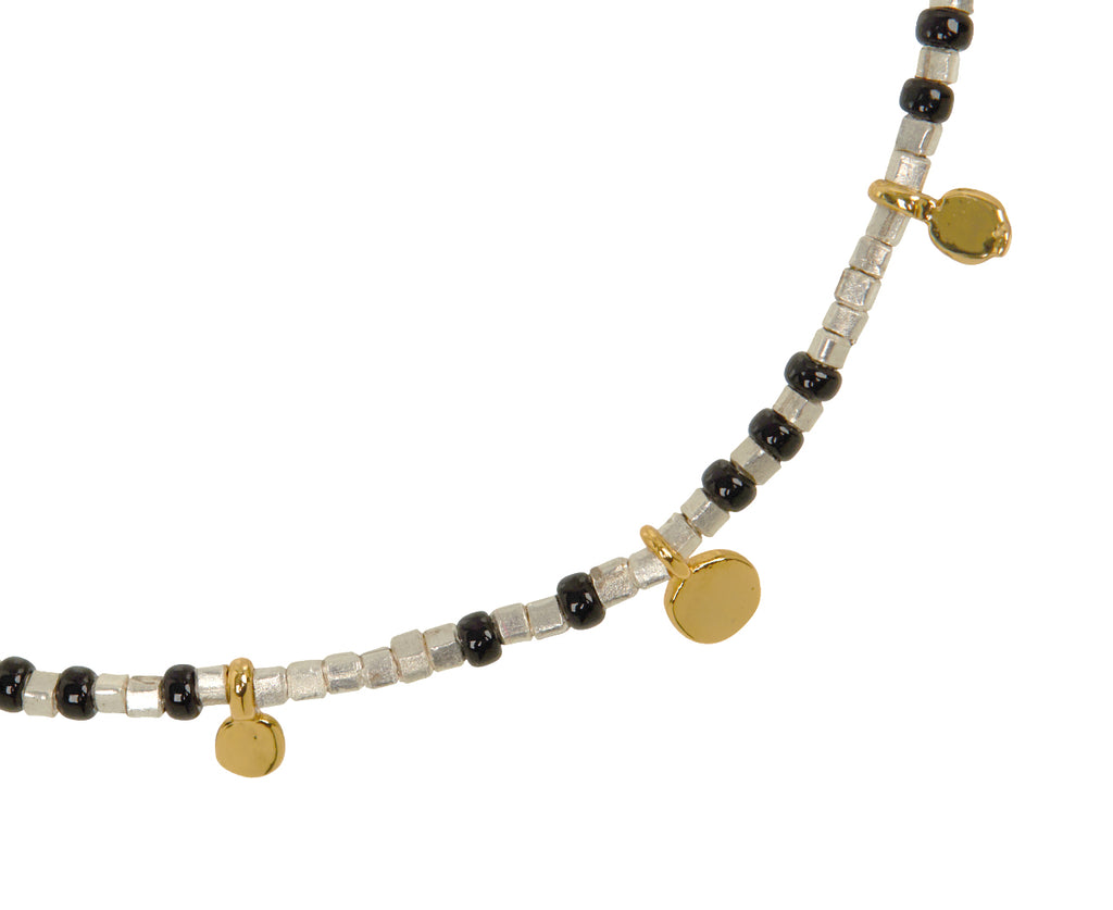 Tai Sterling Silver and Gold Disc Beaded Bracelet - Closeup