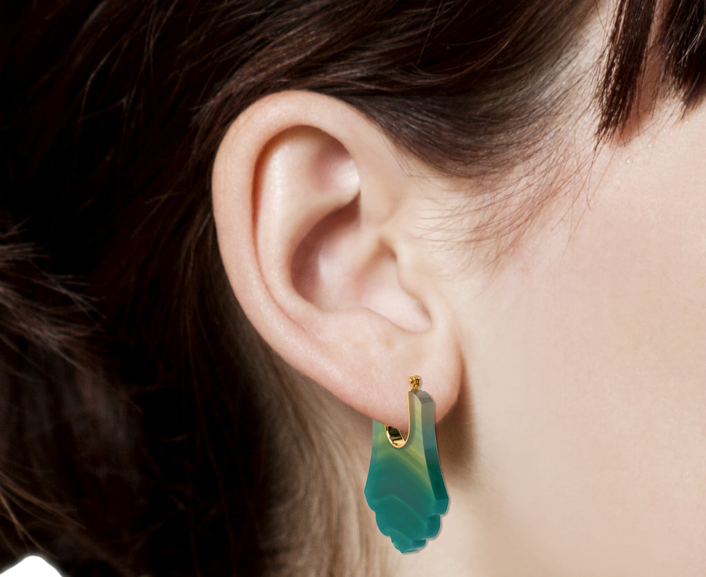 Green Agate Acanthus Earrings