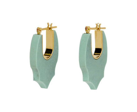 Olive Variscite Crest Earrings