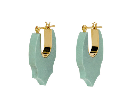 Olive Variscite Crest Earrings