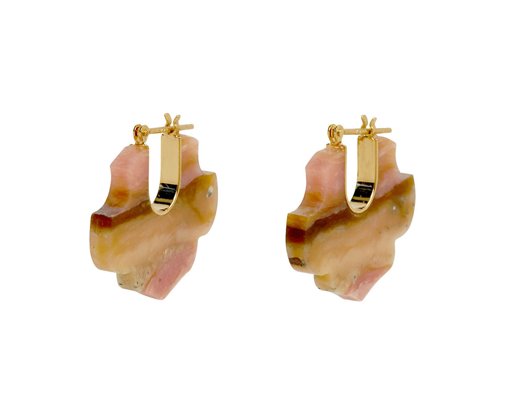 Pink Opal Damask Crest Earrings