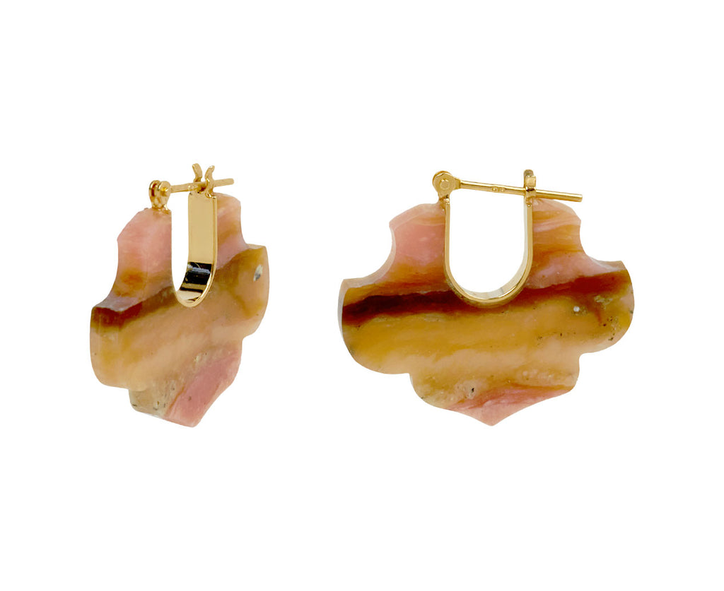 Pink Opal Damask Crest Earrings
