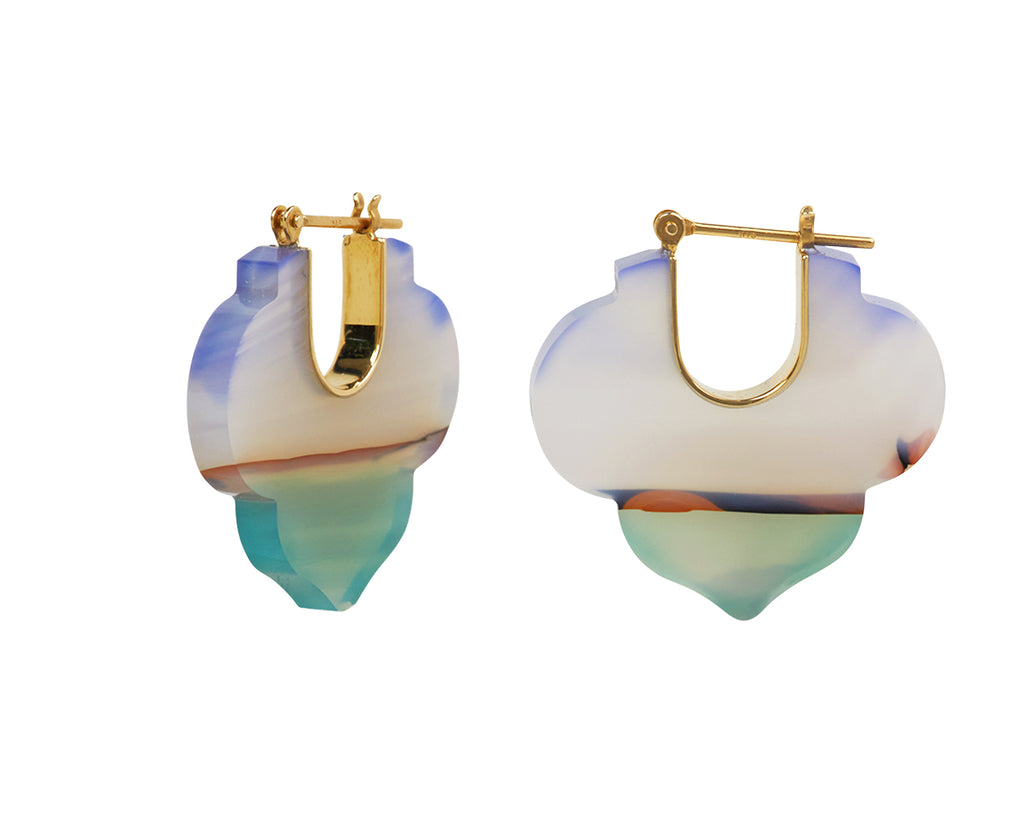 Talkative Moroccan Landscape Agate Crest Earrings - Side View