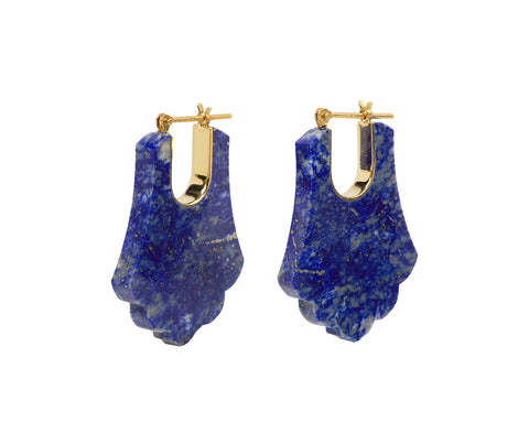 Talkative Lapis Crest Hoop Earrings